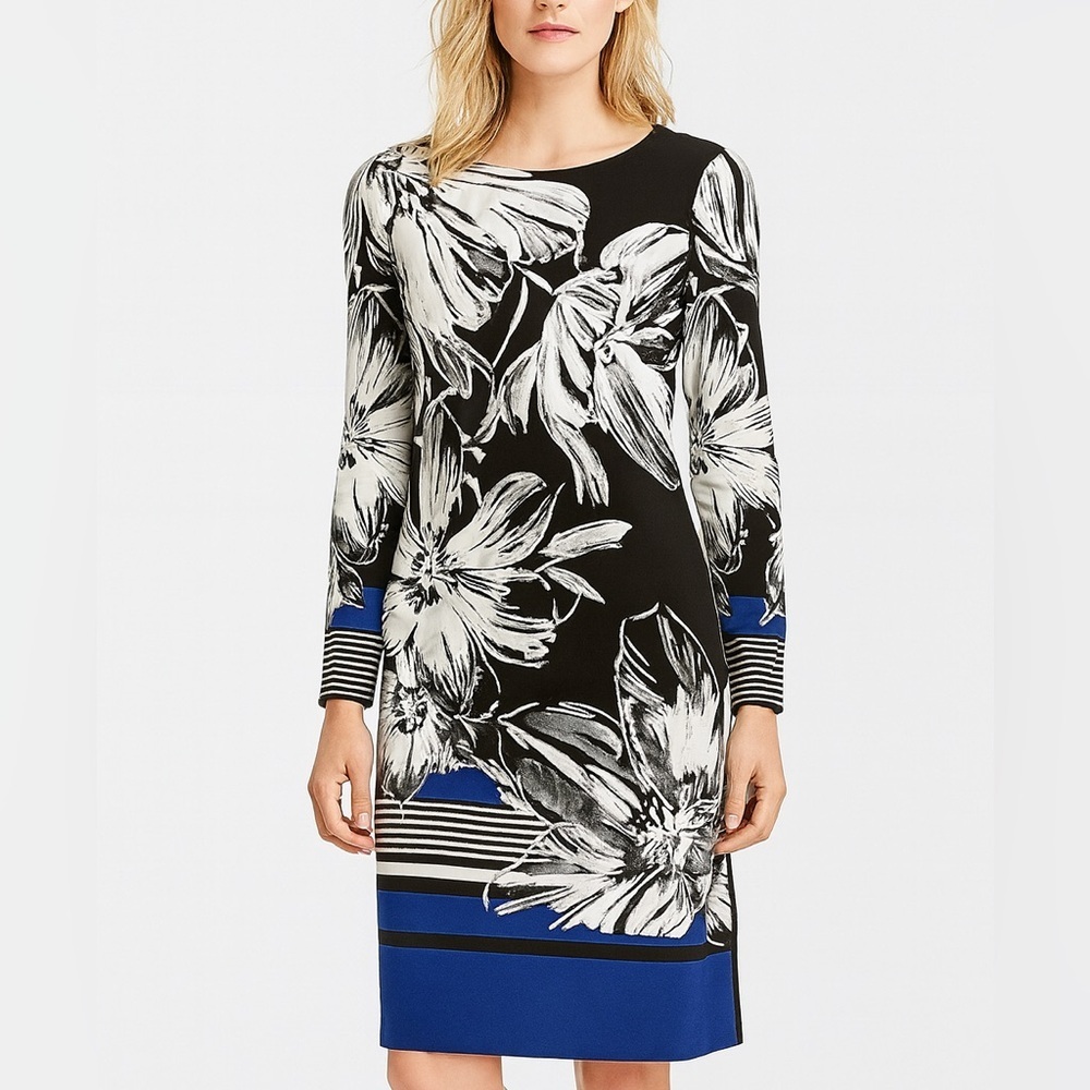 INC. International Concepts Floral Black and Blue Dress